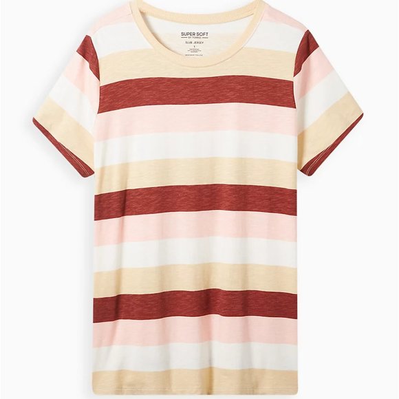 torrid Tops - TORRID Size MEDIUM M/L (00) Stripe Super Soft Slub Crew T-Shirt Tee NEW